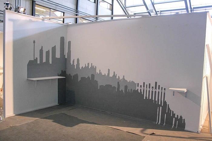 Wall design after spraying of stencils