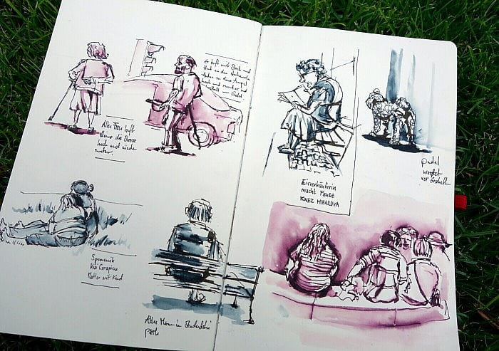 Sketches of people In the streets in Belgrade, Serbia