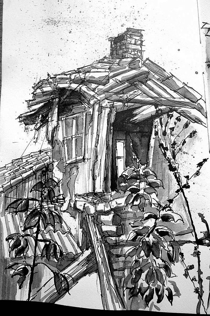 Drawing of an old house near Gurko street