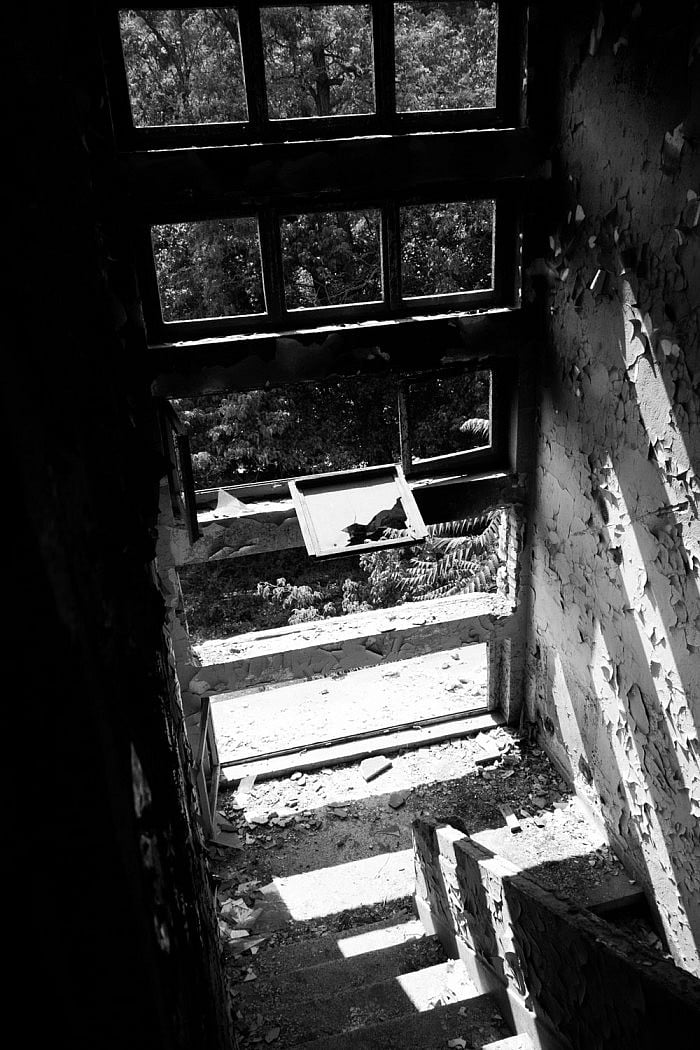 Staircase in abandoned texile factory, Veliko Tarnovo, Bulgaria