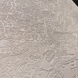 Laser engraved paper map of Tokio, Japan by Robin Hanhart